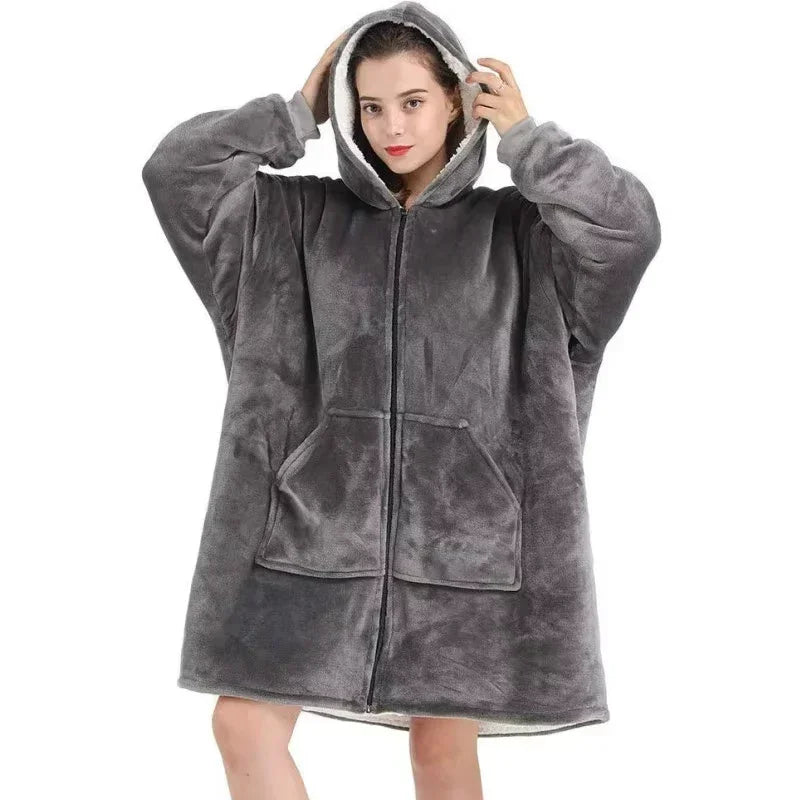 plaid poncho chauffant polaire pour l'hiver