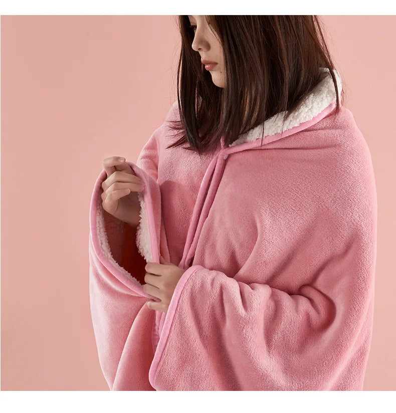 Poncho plaid cocooning - Plaid avec Manches