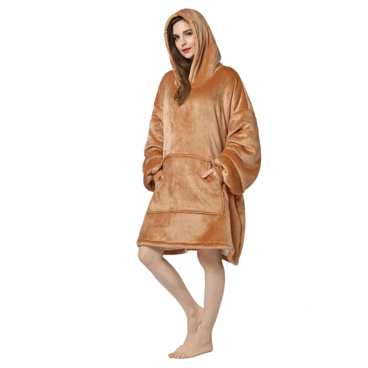 Large Size Hoodie Sweatshirt Thickened Home Wear Couples Outerwear Sleepwear Warmth Lingerie Home Comfortable Clothing - Plaid avec Manches