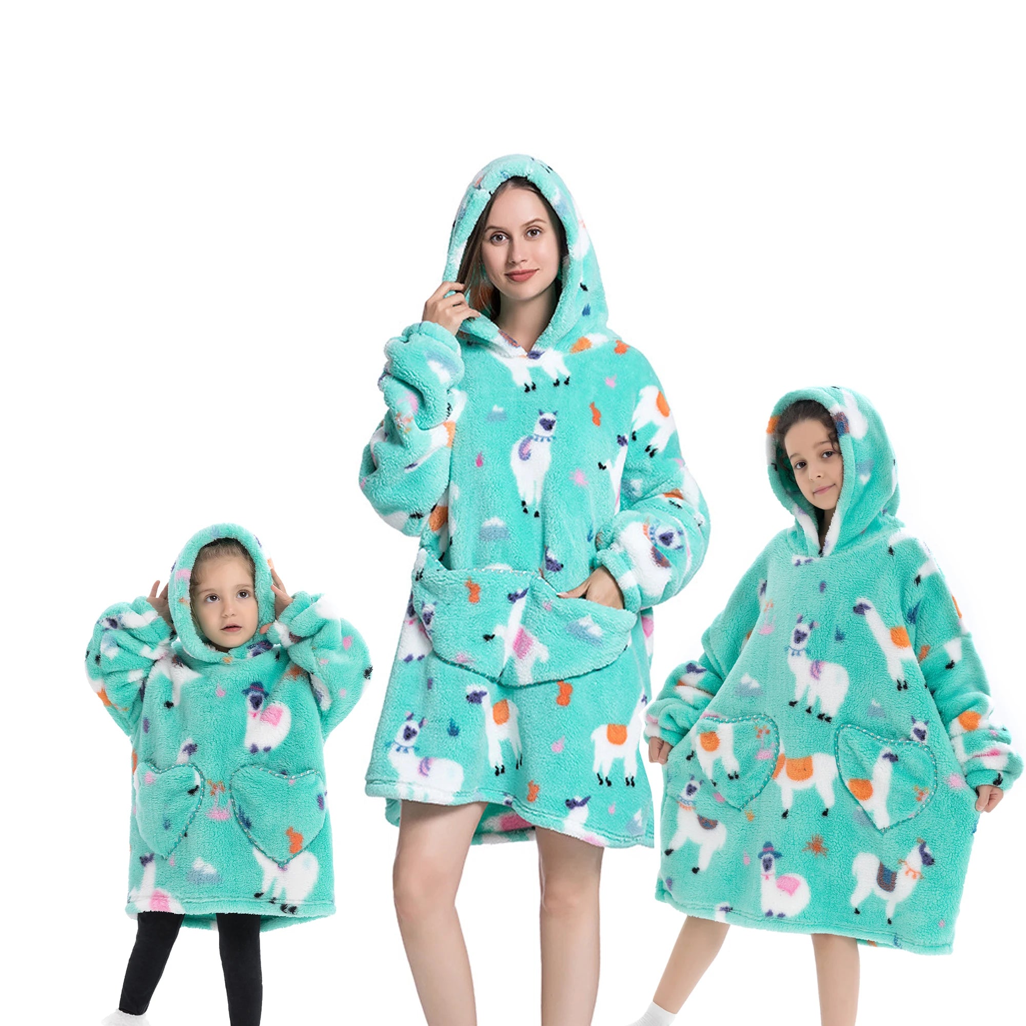 Blanket Hoodied Sherpa Fleece Oversized Wearable Blanket Warm Thick Big Hooded Sweatshirt Blanket for Women Adults Teens Kids - Plaid avec Manches
